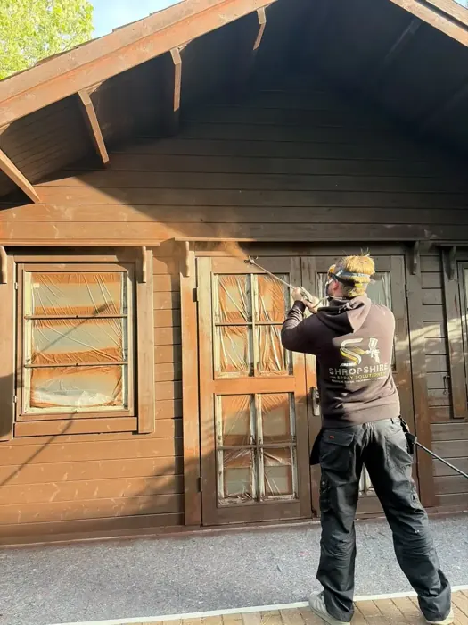 Spray application around the protected cabin doors